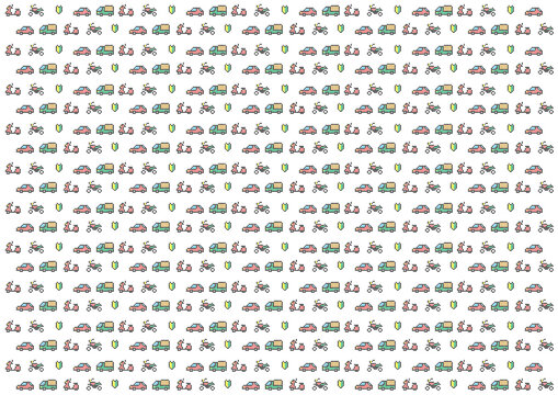 かわいいドット絵の乗り物、若葉マークの壁紙