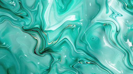 Obraz premium vibrant abstract background featuring fluid turquoise swirls and glossy textures, creating sense of movement and depth. Ideal for artistic and modern design projects