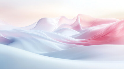 Abstract landscape with flowing forms and soft pastel colors representing serenity and tranquility in a dreamy environment.