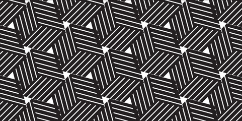 Abstract seamless pattern with triangles patterns. Abstract geometric ornament art metallic line. Textile fabric wallpaper vintage print elements. 