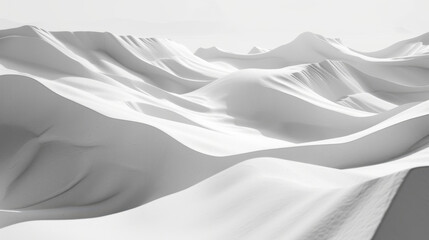 Obraz premium serene landscape of white sand dunes, showcasing smooth curves and gentle slopes under soft light. minimalist scene evokes tranquility and calmness