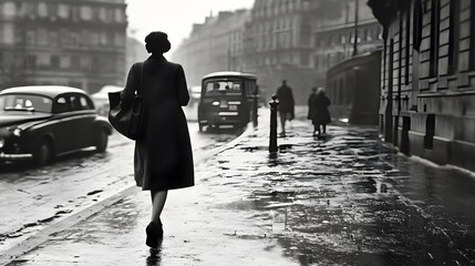 Rainy Day Stroll in Paris: A Black and White Photographic Masterpiece