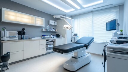 Modern Medical Clinic Interior: Sterile, Bright Examination Room
