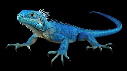 Obraz premium Vibrant Blue Iguana Reptile Displays Striking Scales