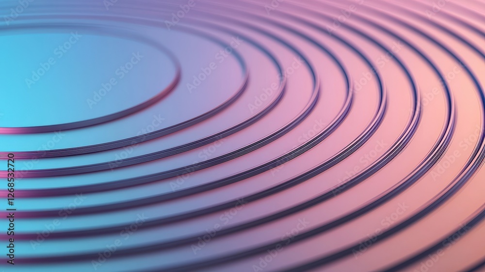 Poster abstract patterns of semiconductor wafer concept, reflective circular patterns with linear etchings 