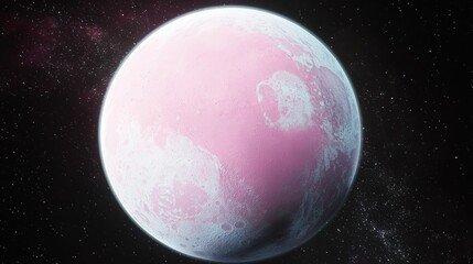Pink planet in deep space