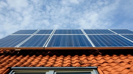 Solar Panels Installed on Rooftop Demonstrating Renewable Energy Solutions and Technology