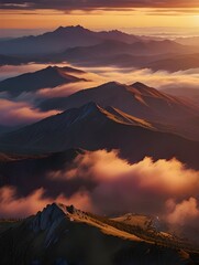 A Breathtaking Mountain View  in the Morning Light