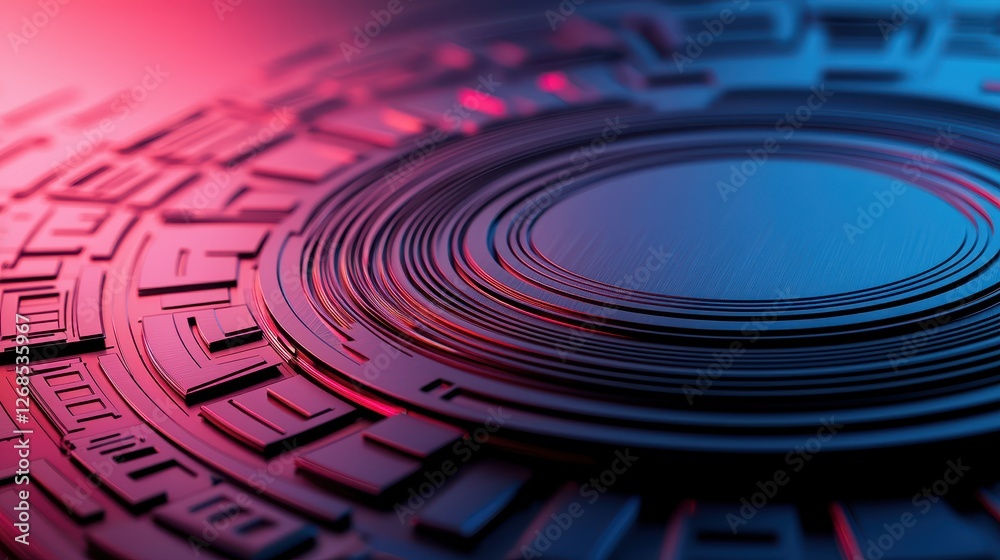 Poster abstract patterns of semiconductor wafer concept, intricate semiconductor wafer design with circular