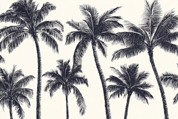 Hand drawn palm tree seamless pattern illustration