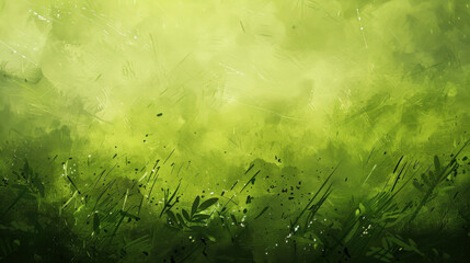 Lush green abstract background with textured grass and foliage, creating serene and calming atmosphere. Ideal for nature themed designs or backgrounds
