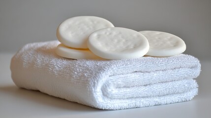 Cotton pads resting on a folded towel, symbolizing a cleansing routine
