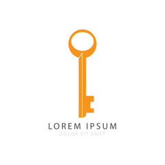 Minimalist Flat Key Vector Illustration, Isolated on White Background
