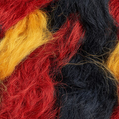 Aboriginal red yellow black yarn texture indigenous wool natural fiber background australia naidoc cultural handmade fluffy concept craft sustainability reconciliation seamless tile repeat pattern 