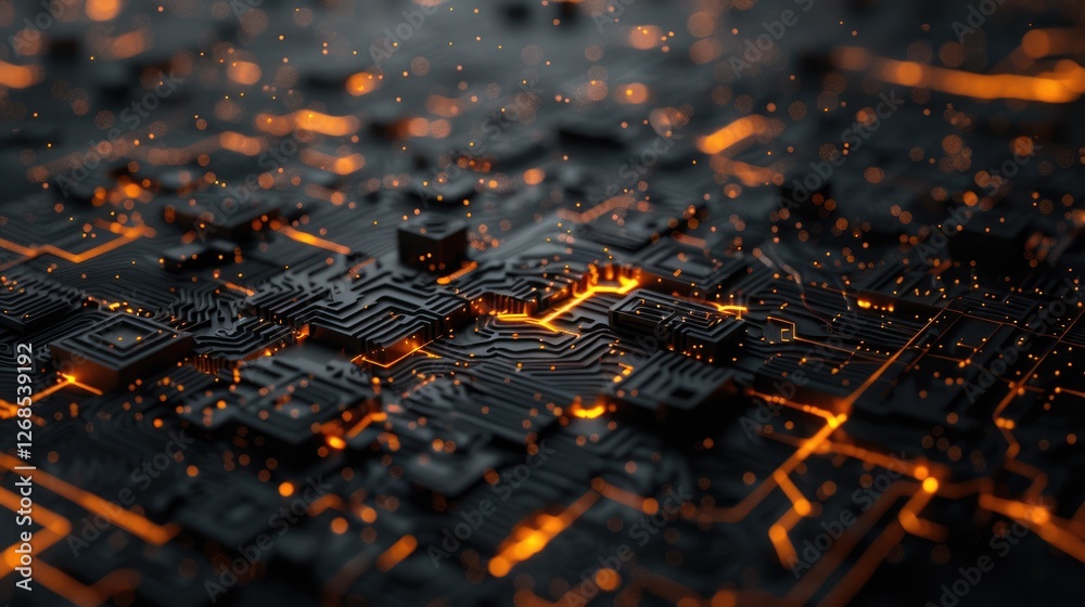 Poster explore this captivating 3d render showcasing intricate algorithms against a dark background, featur