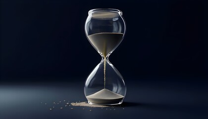 Hourglass Highlighting Time’s Flow Against Black Background,symbolizing countdown and passing time