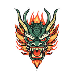 Dragon hGreen tree dragon head .Vector illustration.