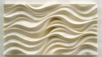 Fototapeta premium Textured wall panel with flowing wave patterns in light color, creating modern and elegant design. Ideal for interior decoration and enhancing spaces