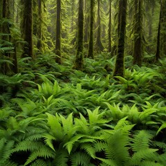 sword ferns on temperate rain forest