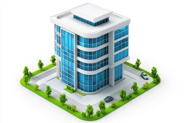 Fototapeta na wymiar Modern office building isometric city view