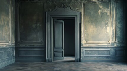 Mysterious Open Doorway in a Decaying Mansion