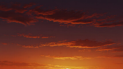 Beautiful red sunset sky with clouds