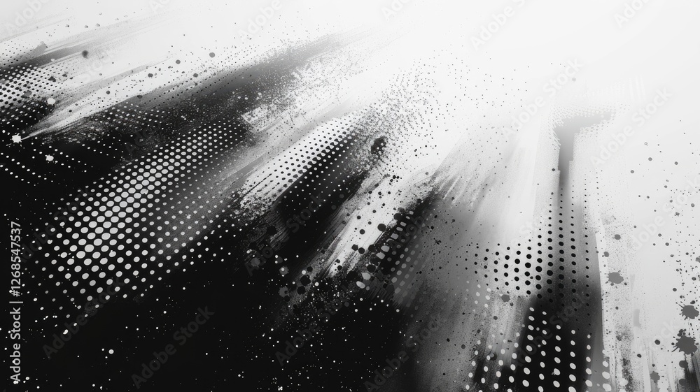 Poster Abstract picture micro particle in geometric shape represent data flow. Vivid flowing object with high tech fractal, create digital effect scene perfect for energetic, fantasy wallpaper design. AIG53.