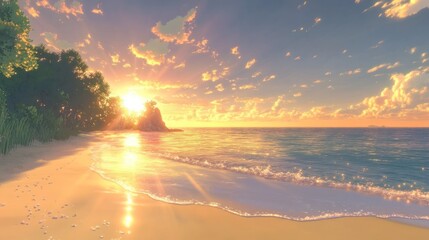 Serene Sunset Beach: A Tropical Paradise