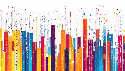 Colorful data visualization, white background