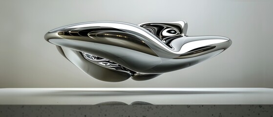 Mesmerizing Kinetic Metal Sculpture Floating in Zero-Gravity Void Morphing Between Abstract Shapes