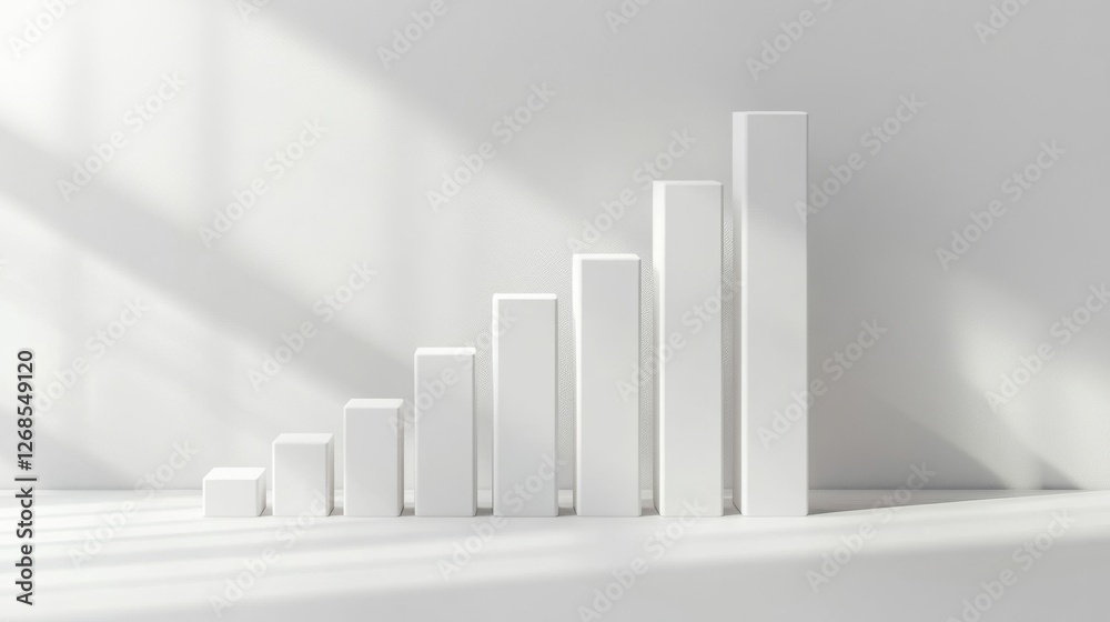 Aufkleber A minimalist bar chart with smooth, matte-finished bars arranged in descending order, with soft shadows and a clean, white background for a professional look