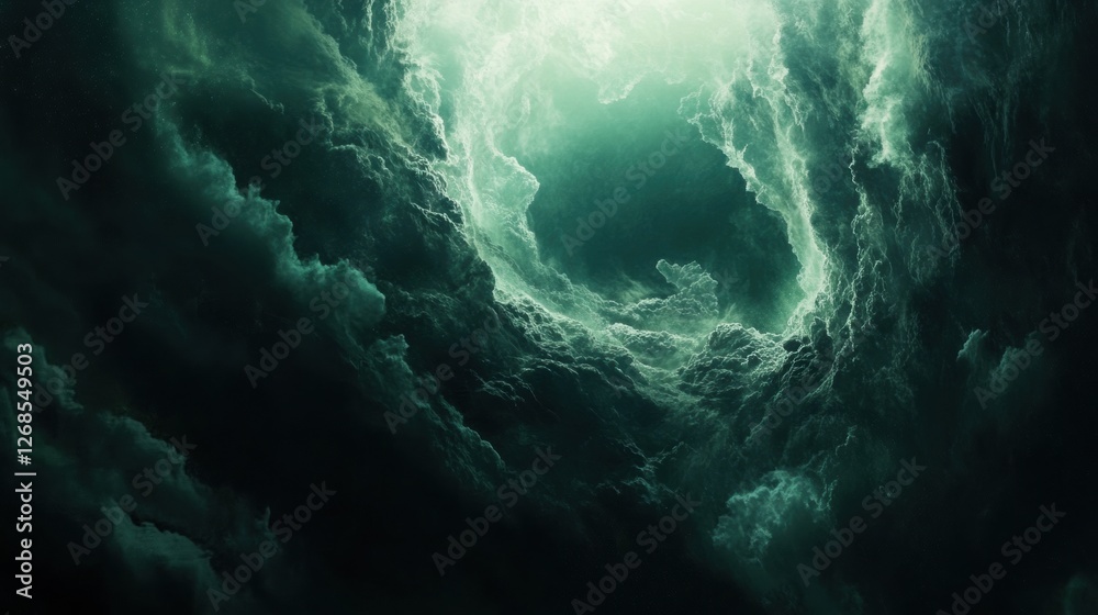 Leinwandbilder Dramatic swirling clouds create a mesmerizing atmosphere over a darkened sky during twilight hours. Generative AI