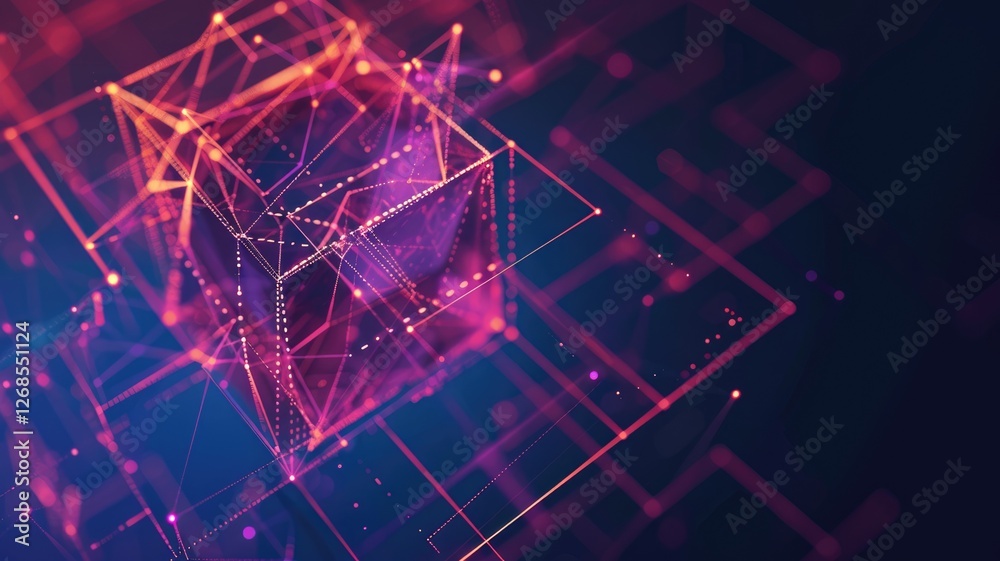 Aufkleber abstract picture vibrant particle in geometric shape represent data flow. vivid flowing object with 