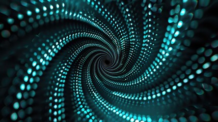 Obraz premium Glowing spiral swirls into the depths adorning with countless bright points against dark background creating an ethereal sense of motion and mystery. Abstract art piece evokes cosmic energy. AIG53.