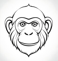 Obraz premium A monkey's head isolated on a white background, capturing its unique facial features and playful demeanor.