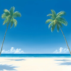 Fototapeta premium Tranquil Tropical Beach Scene with Palm Trees