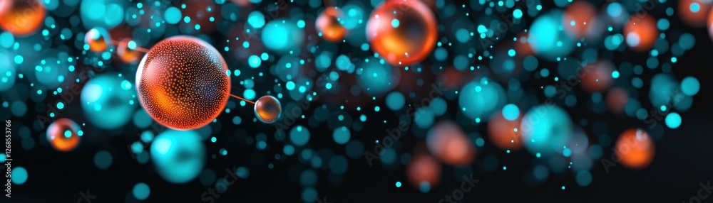 Poster dynamic molecular structures in a digital space abstract visualization science dark background close