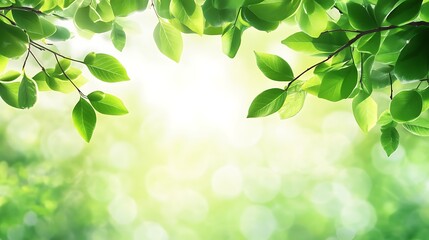 Vibrant Green Leaves in Sunlight: A Springtime Nature Scene