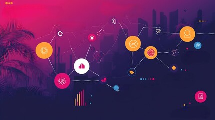 Obraz premium Vibrant infographic illustrating role of influencer partnership brand building using symbolic connection digital network ar 169 no logo v 61 darya relaxed Create explore organize