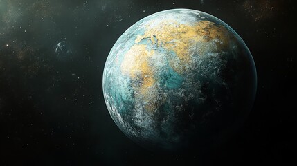 Desolate Planet Gloomily Illuminated Deep Space. AI Generated