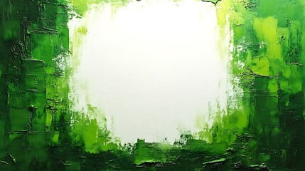 Fototapeta premium Abstract Green Impasto Painting With White Center