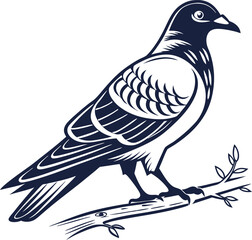 Pigeon Bird Silhouette Vector Illustration, Best Pigeon Icon