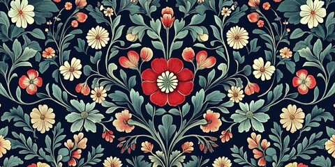 Beautiful, detailed, and realistic vintage fine art floral pattern