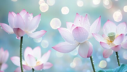 Serene Lotus Blossoms: A Dreamy Pastel Garden