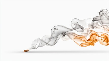Fototapeta premium Cigarette with swirling white smoke rising in a dark background creating a delicate and realistic visual effect