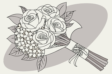 Romantic bouquets of white roses and hydrangeas with lace-inspired details.