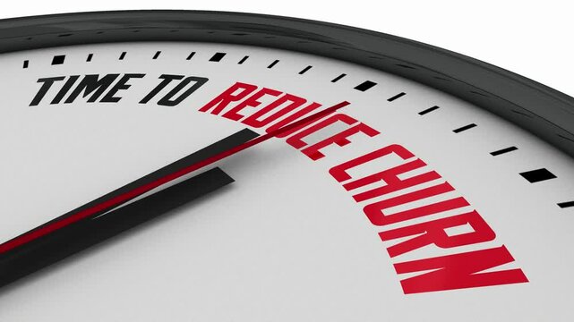 Time to Reduce Churn Clock Stop Losing Customers Clients Business 3d Animation