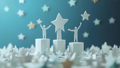 Motivated employees with stars and rewards