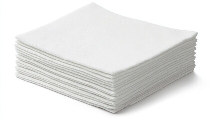 Stack of Clean White Cotton Cloths, Soft, Absorbent, and Ready for Use