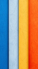 Set of four different colored paper textures with vibrant abstract gradient of orange blue and...